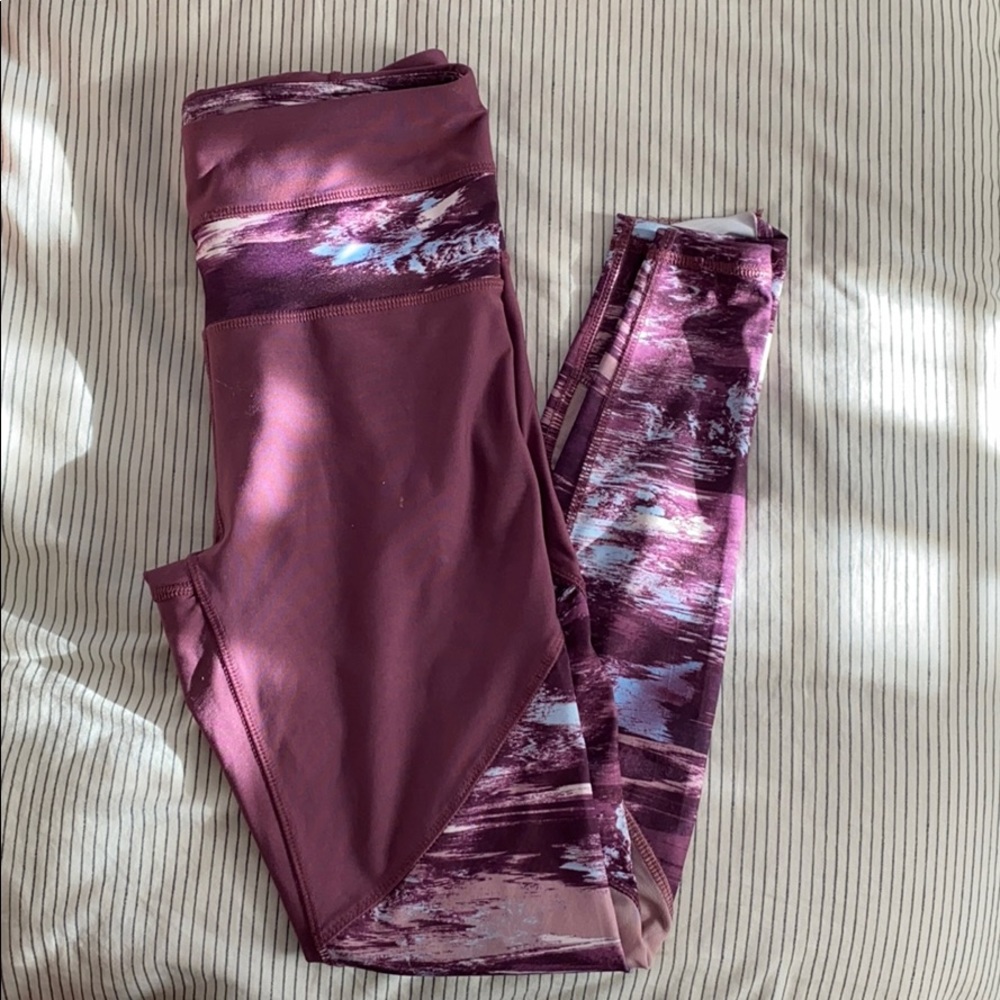 Purple and pink workout leggings